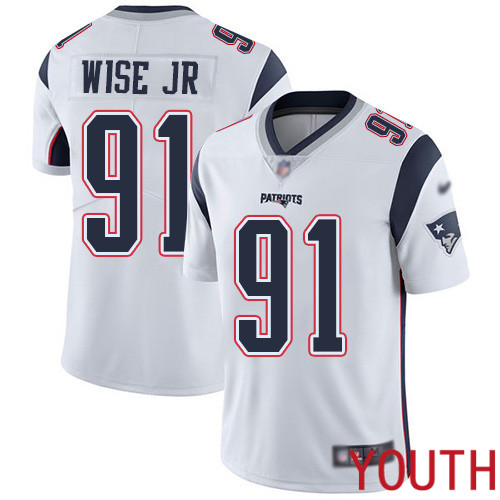New England Patriots Football #91 Vapor Limited White Youth Deatrich Wise Jr Road NFL Jersey